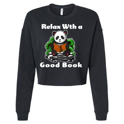 Relax With A Book Cute Panda Cropped Pullover Crew