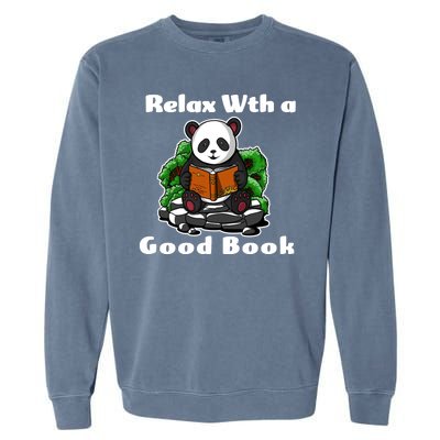 Relax With A Book Cute Panda Garment-Dyed Sweatshirt