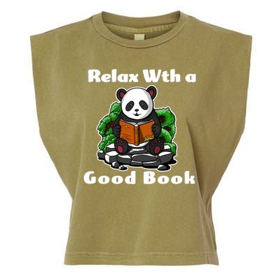 Relax With A Book Cute Panda Garment-Dyed Women's Muscle Tee