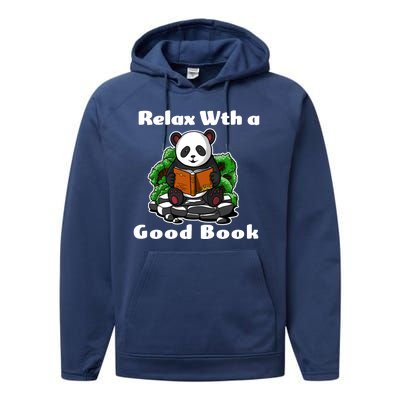 Relax With A Book Cute Panda Performance Fleece Hoodie