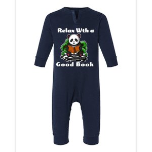 Relax With A Book Cute Panda Infant Fleece One Piece