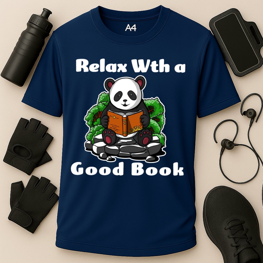 Relax With A Book Cute Panda Cooling Performance Crew T-Shirt