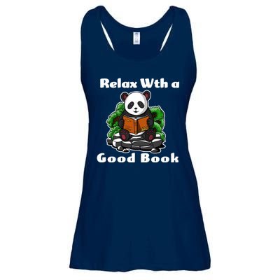 Relax With A Book Cute Panda Ladies Essential Flowy Tank