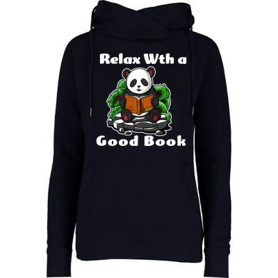 Relax With A Book Cute Panda Womens Funnel Neck Pullover Hood