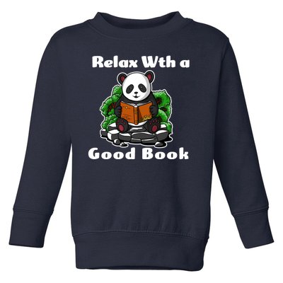 Relax With A Book Cute Panda Toddler Sweatshirt