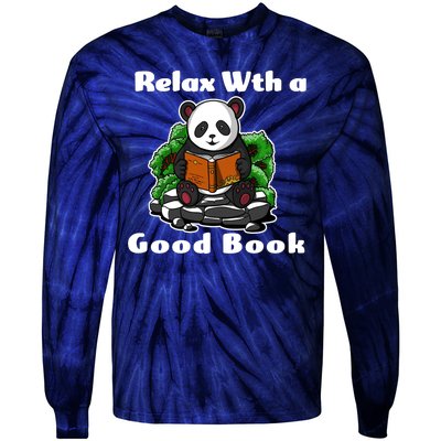 Relax With A Book Cute Panda Tie-Dye Long Sleeve Shirt