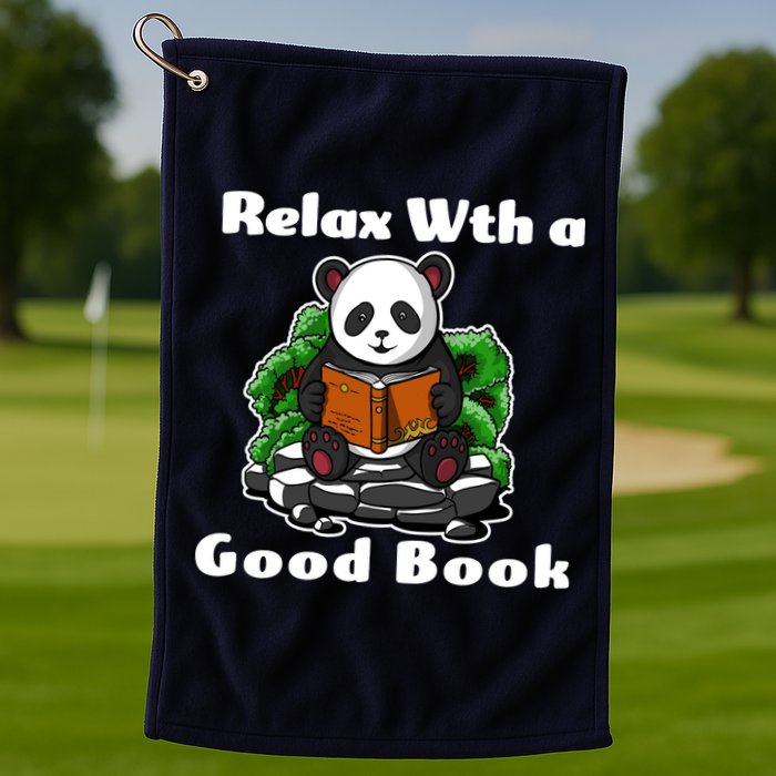 Relax With A Book Cute Panda Golf Towel