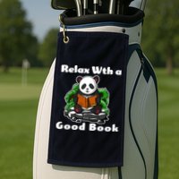 Relax With A Book Cute Panda Golf Towel