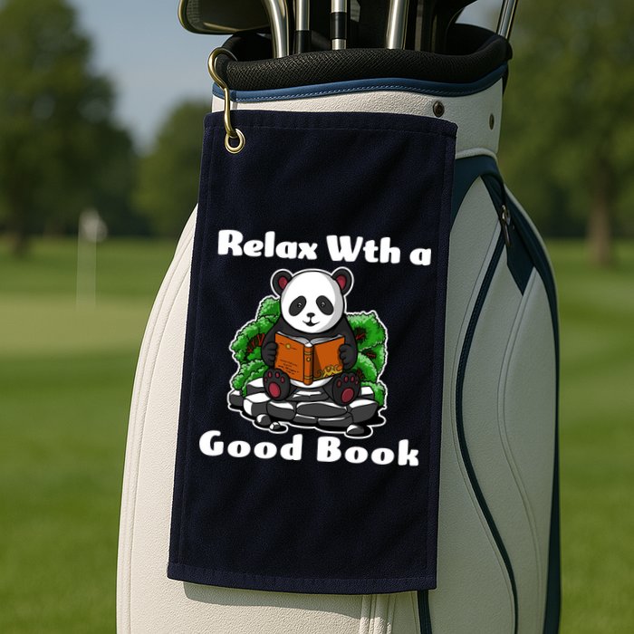 Relax With A Book Cute Panda Golf Towel