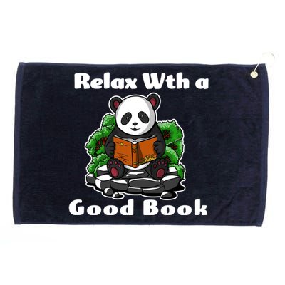 Relax With A Book Cute Panda Grommeted Golf Towel