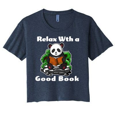 Relax With A Book Cute Panda Women's Crop Top Tee