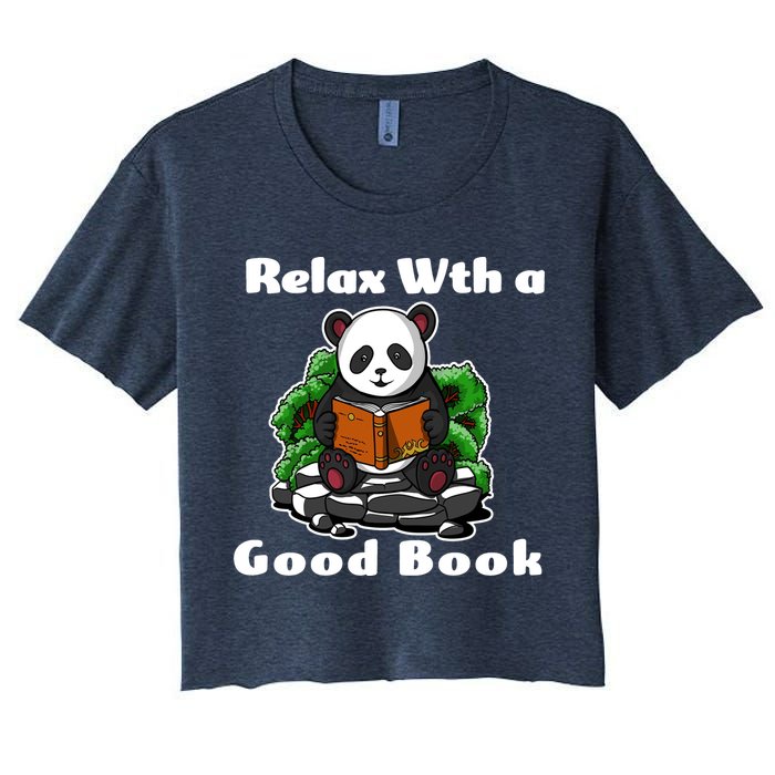 Relax With A Book Cute Panda Women's Crop Top Tee