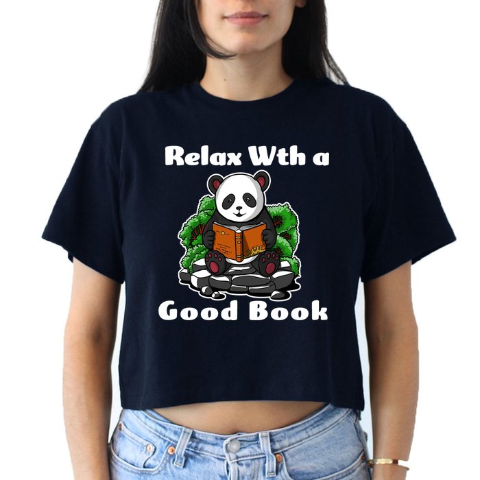 Relax With A Book Cute Panda Women's Crop Top Tee