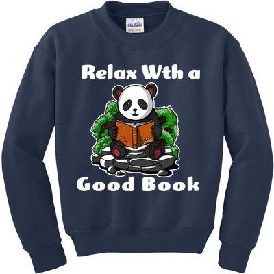 Relax With A Book Cute Panda Kids Sweatshirt