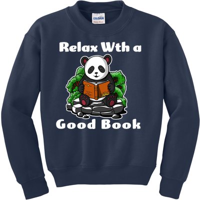 Relax With A Book Cute Panda Kids Sweatshirt