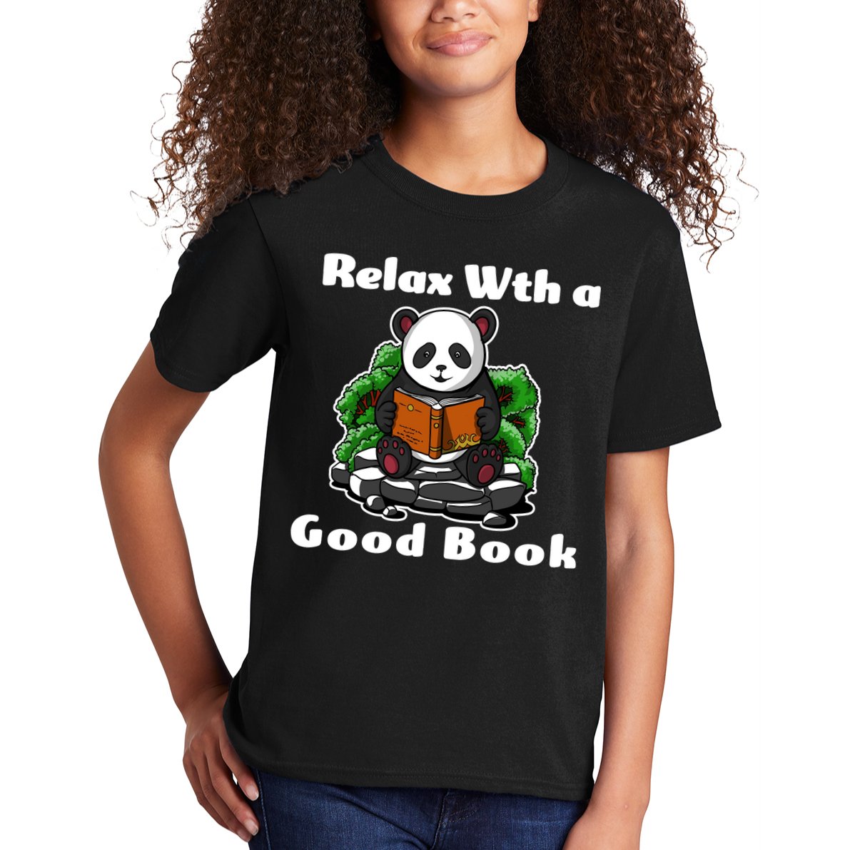 Relax With A Book Cute Panda Kids T-Shirt