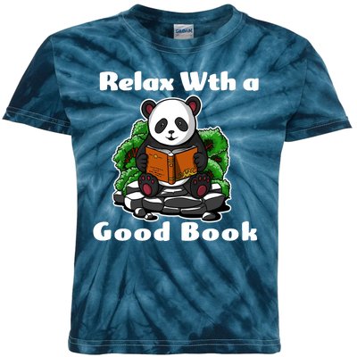 Relax With A Book Cute Panda Kids Tie-Dye T-Shirt