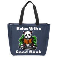 Relax With A Book Cute Panda Zip Tote Bag