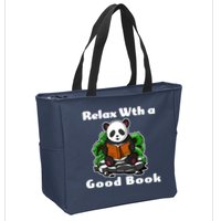 Relax With A Book Cute Panda Zip Tote Bag