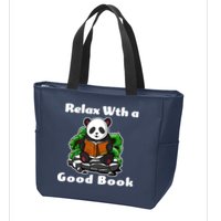 Relax With A Book Cute Panda Zip Tote Bag