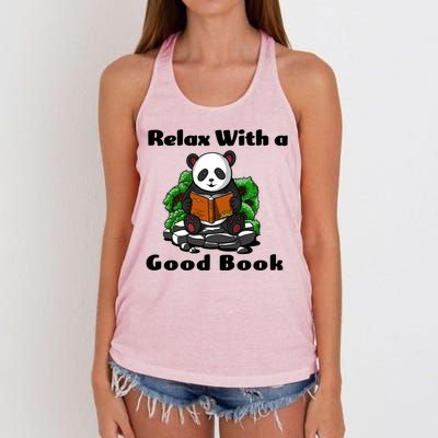 Relax With A Book Cute Panda Women's Knotted Racerback Tank