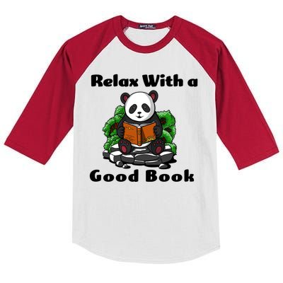 Relax With A Book Cute Panda Kids Colorblock Raglan Jersey