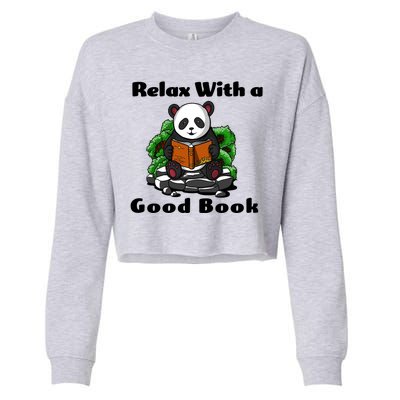 Relax With A Book Cute Panda Cropped Pullover Crew