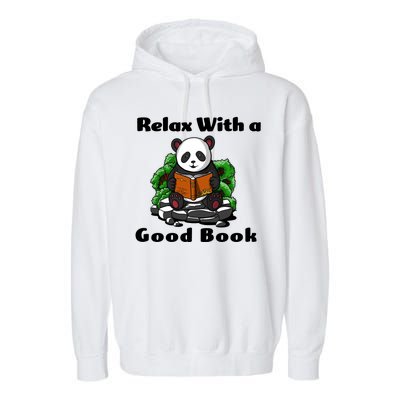 Relax With A Book Cute Panda Garment-Dyed Fleece Hoodie