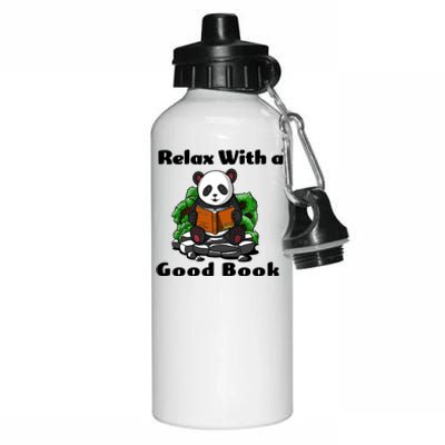 Relax With A Book Cute Panda Aluminum Water Bottle