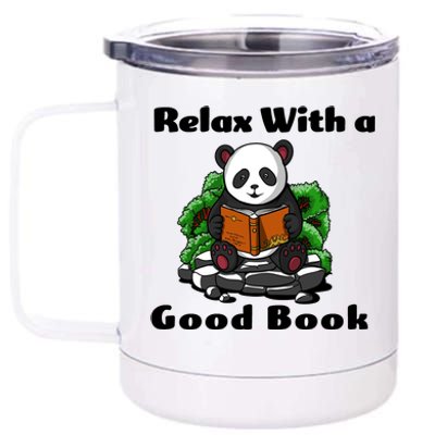 Relax With A Book Cute Panda 12 oz Stainless Steel Tumbler Cup