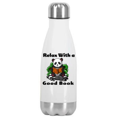 Relax With A Book Cute Panda Stainless Steel Insulated Water Bottle