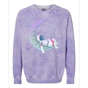 Relaxing Astronaut On The Moon Colorblast Crewneck Sweatshirt