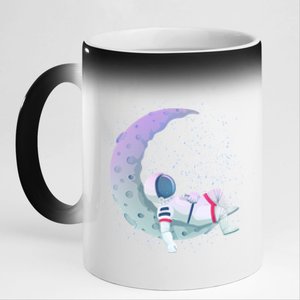 Relaxing Astronaut On The Moon 11oz Black Color Changing Mug