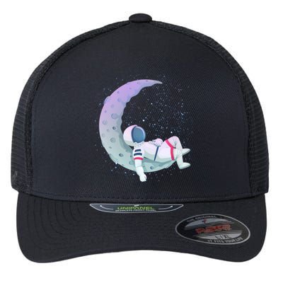 Relaxing Astronaut On The Moon Flexfit Unipanel Trucker Cap