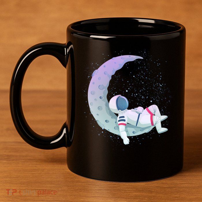 Relaxing Astronaut On The Moon 11oz C Handle Ceramic Mug