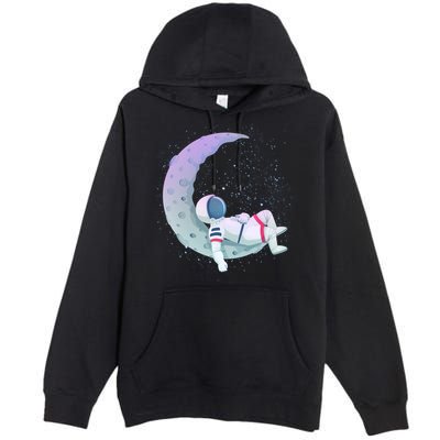 Relaxing Astronaut On The Moon Premium Pullover Hoodie