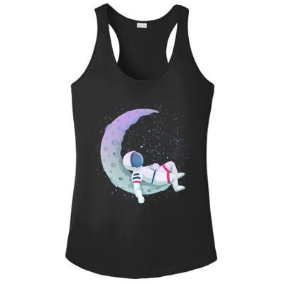 Relaxing Astronaut On The Moon Ladies PosiCharge Competitor Racerback Tank