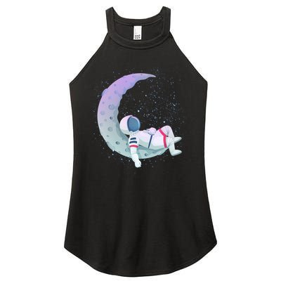 Relaxing Astronaut On The Moon Women's Perfect Tri Rocker Tank