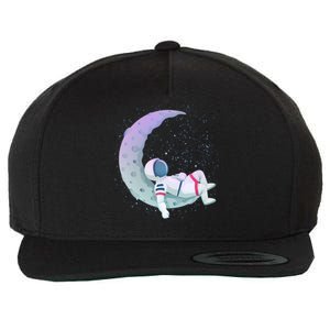 Relaxing Astronaut On The Moon Wool Snapback Cap