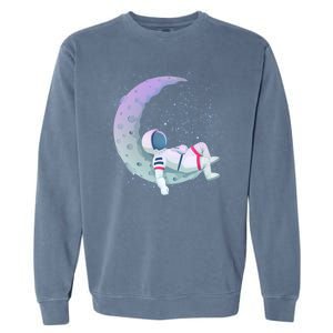 Relaxing Astronaut On The Moon Garment-Dyed Sweatshirt