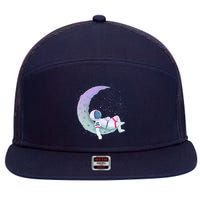 Relaxing Astronaut On The Moon 7 Panel Mesh Trucker Snapback Hat
