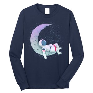 Relaxing Astronaut On The Moon Long Sleeve Shirt