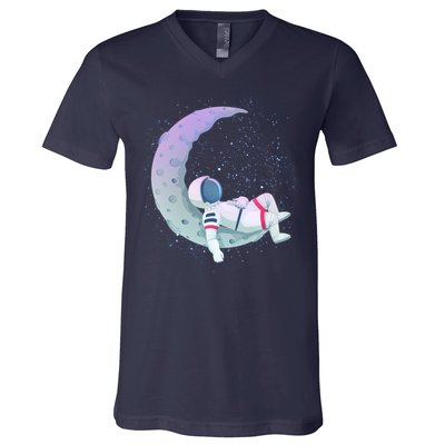 Relaxing Astronaut On The Moon V-Neck T-Shirt