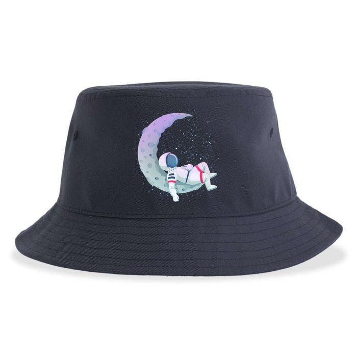 Relaxing Astronaut On The Moon Sustainable Bucket Hat