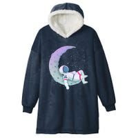 Relaxing Astronaut On The Moon Hooded Wearable Blanket