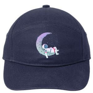 Relaxing Astronaut On The Moon 7-Panel Snapback Hat