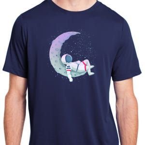 Relaxing Astronaut On The Moon Adult ChromaSoft Performance T-Shirt