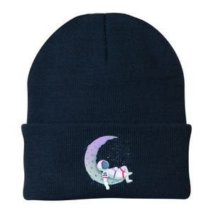 Relaxing Astronaut On The Moon Knit Cap Winter Beanie