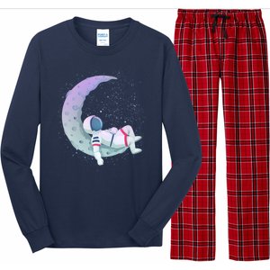 Relaxing Astronaut On The Moon Long Sleeve Pajama Set