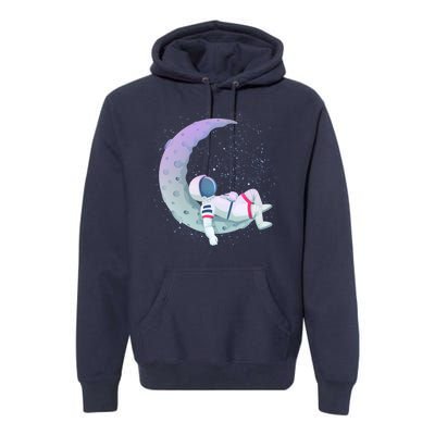 Relaxing Astronaut On The Moon Premium Hoodie